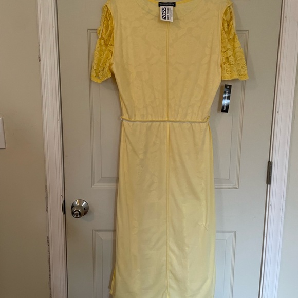 NEW Elizabeth & Nicole Short Sleeve Yellow Lace Tiered Midi Dress XL Made in USA - Picture 3 of 9